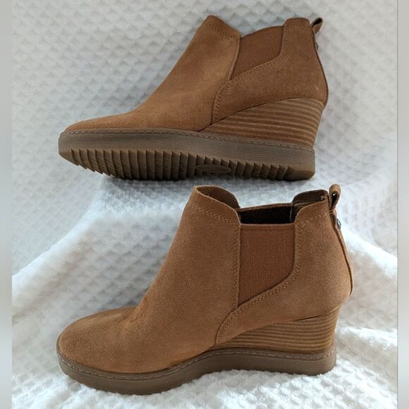 Sofft Utley Redwood Brown Wedge Bootie, Stacked Heel, Women's Size 7 1/2 - Picture 3 of 13